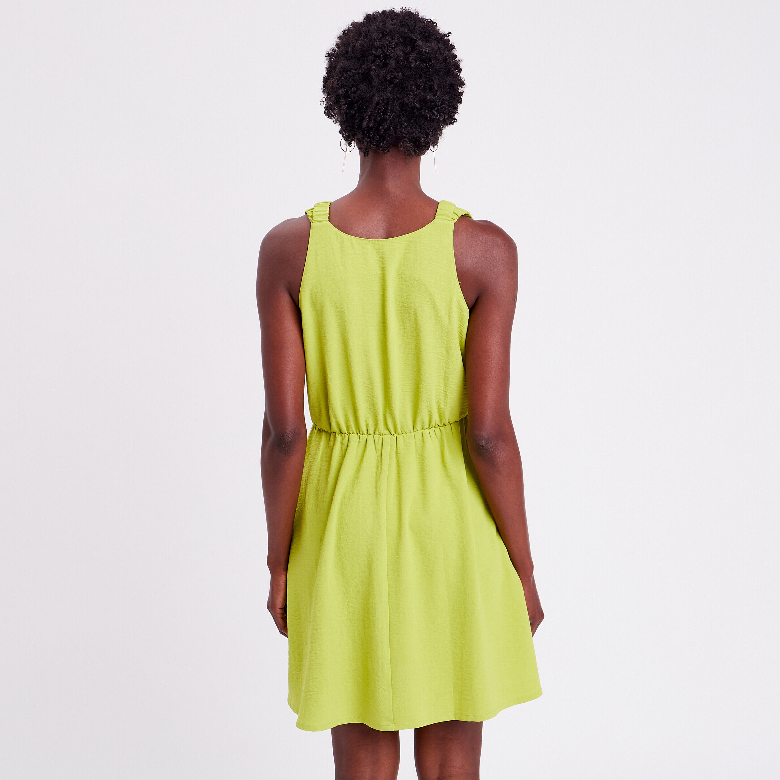 Robe évasée avec bretelles vert anis femme | Cache Cache