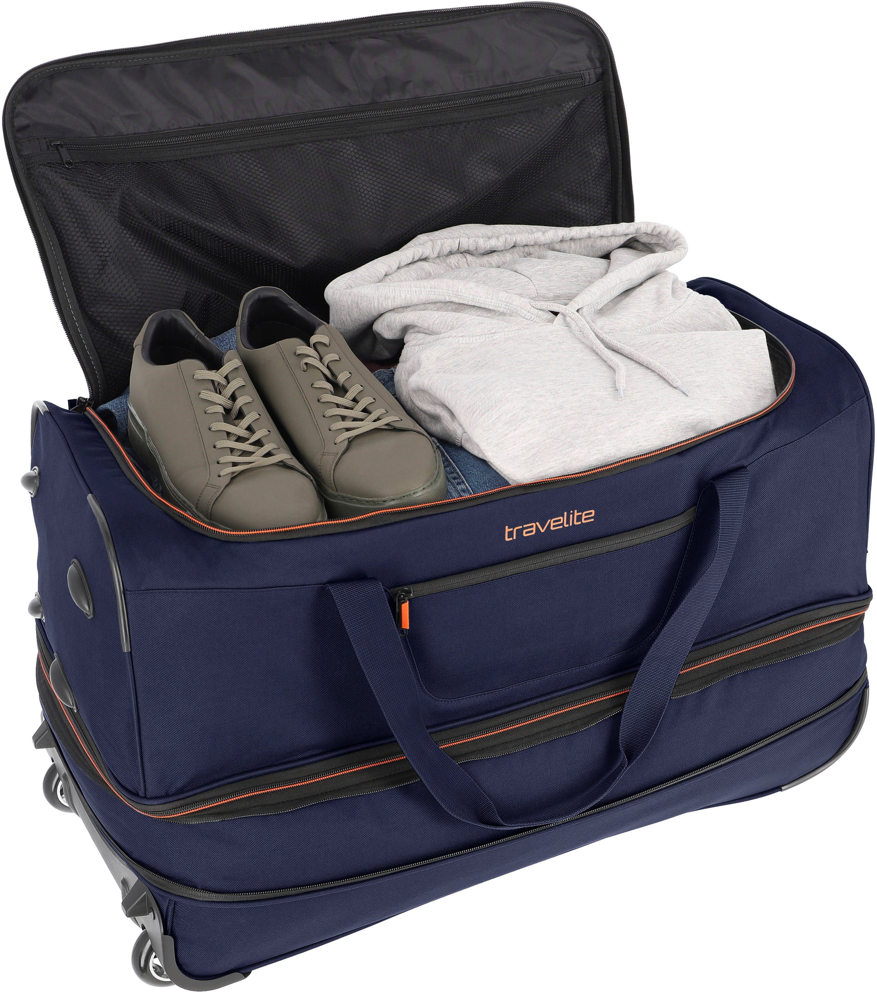 travelite Reisetasche Basics, 70 cm, mit Trolleyfunktion und Volumenerweiterung