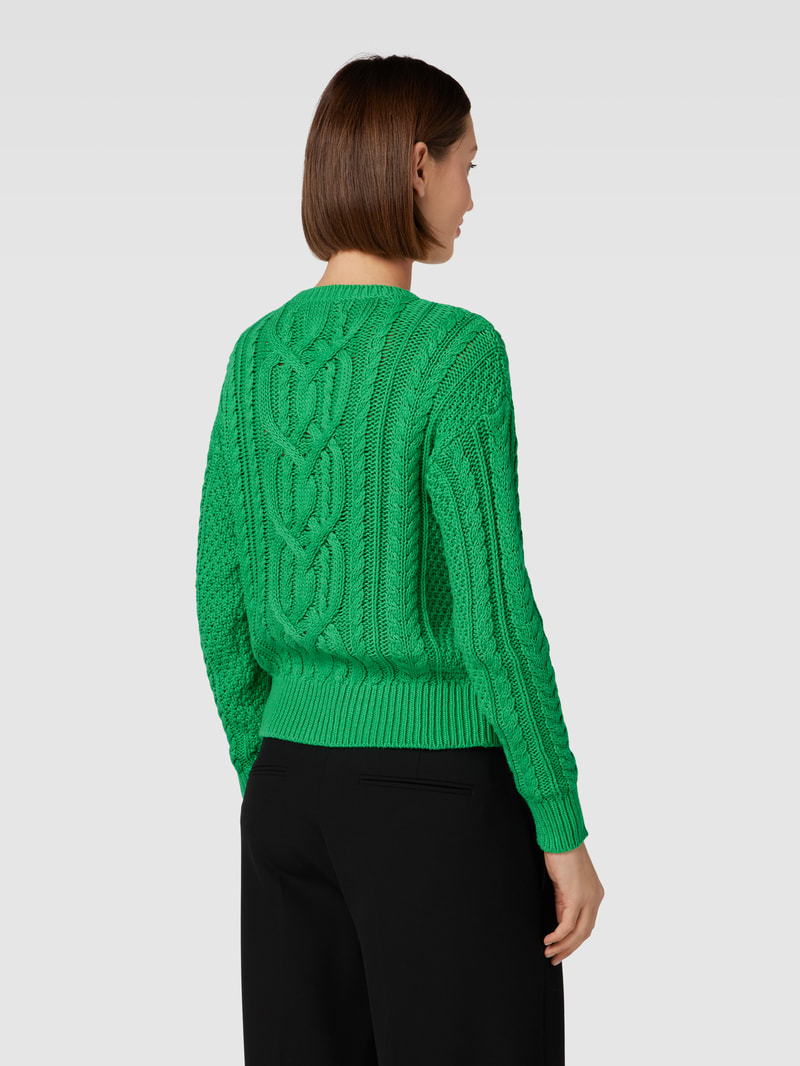 Strickpullover mit Zopfmuster in grün