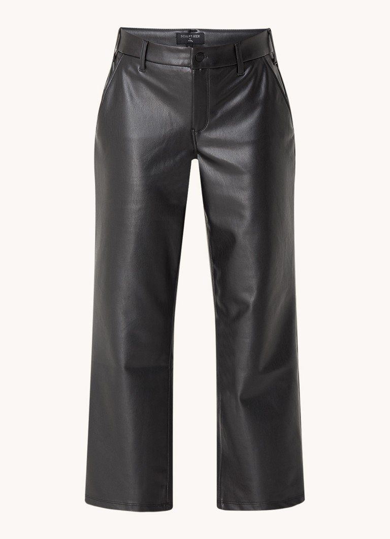 Pantaloni cropped a vita alta e taglio dritto in similpelle di NYDJ
