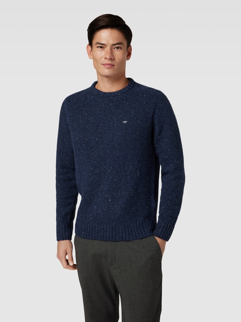 Strickpullover in Melange-Optik Modell 'Donegal' in marineblau