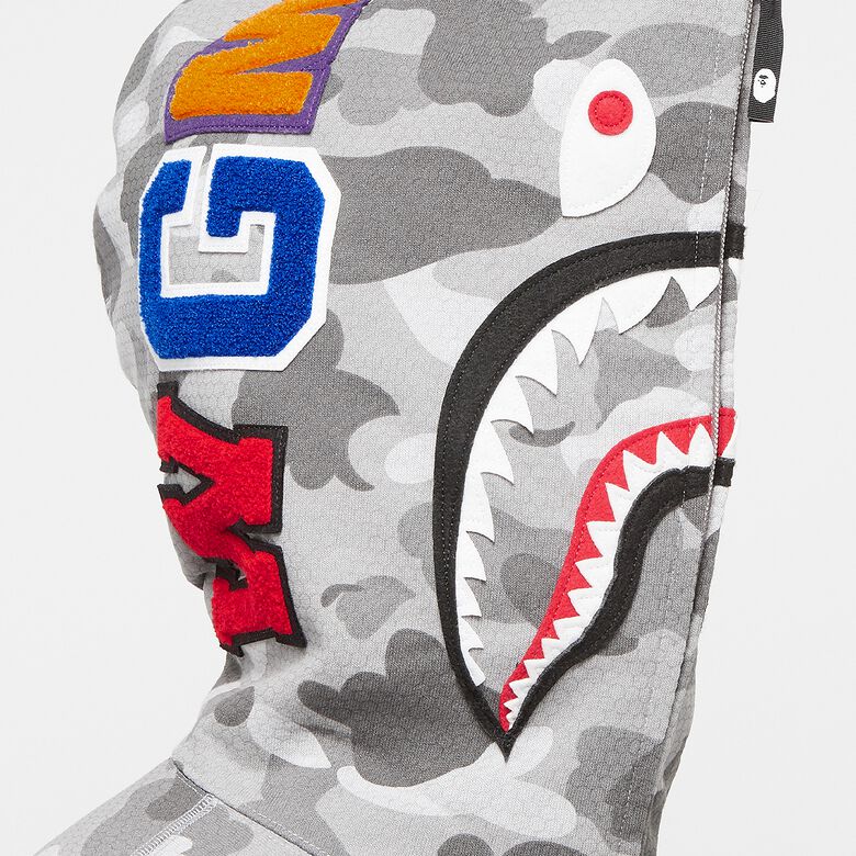 A Bathing Ape Honeycomb Camo Shark Full Zip Hoodie M gray