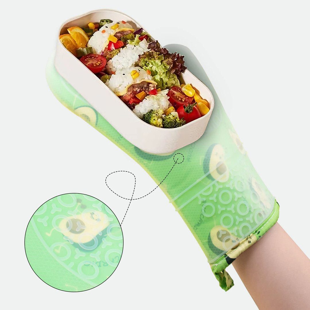 YANN Topfhandschuhe Silikon Ofenhandschuhe, hitzebeständige wasserdichte Handschuhe, (flexible Ofenhandschuhe mit gestepptem Futter, 1 Paar(Zitrone), anti-Verbrühungs-Koch- und Backtopflappen