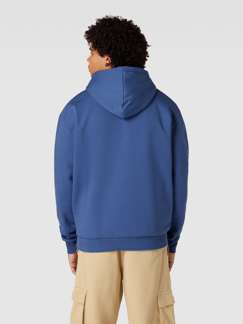 Hoodie mit Label-Stitching in dunkelblau