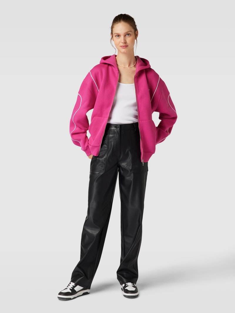 Sweatjacke mit Label-Print in fuchsia