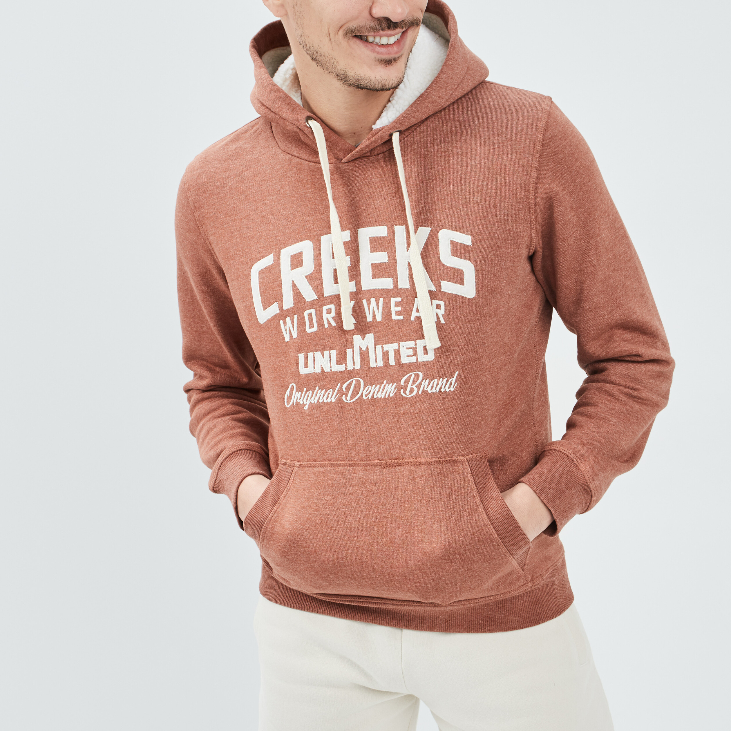 Sweat à capuche hoodie Creeks marron homme | La Halle