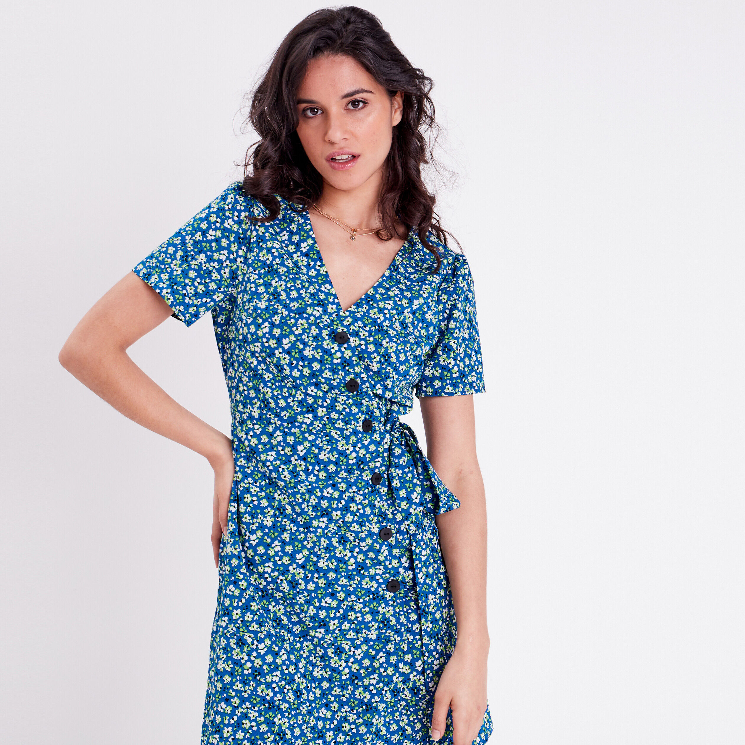 Robe cache-coeur bleu femme | Cache Cache
