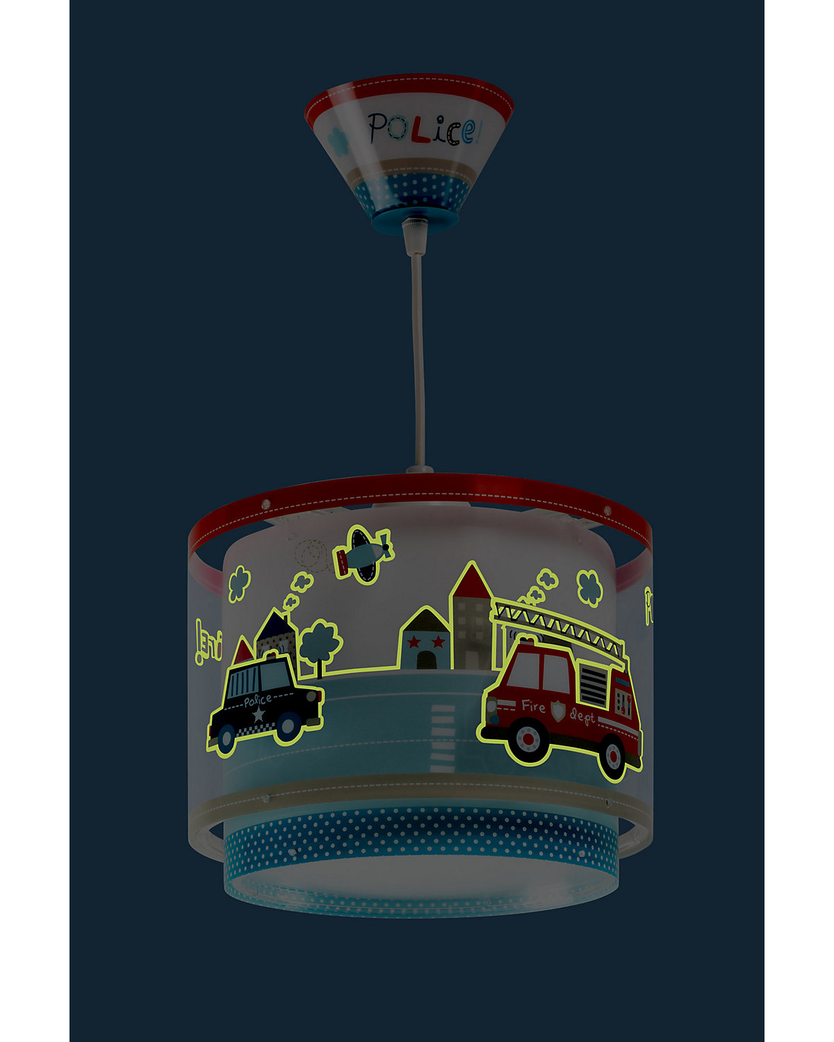 Hängelampe Polizei und Feuerwehr, blau