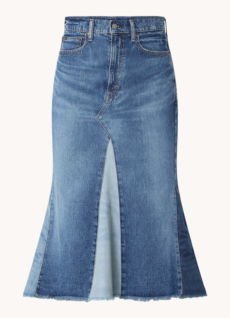 Gonna midi in denim Ralph Lauren con tasche laterali