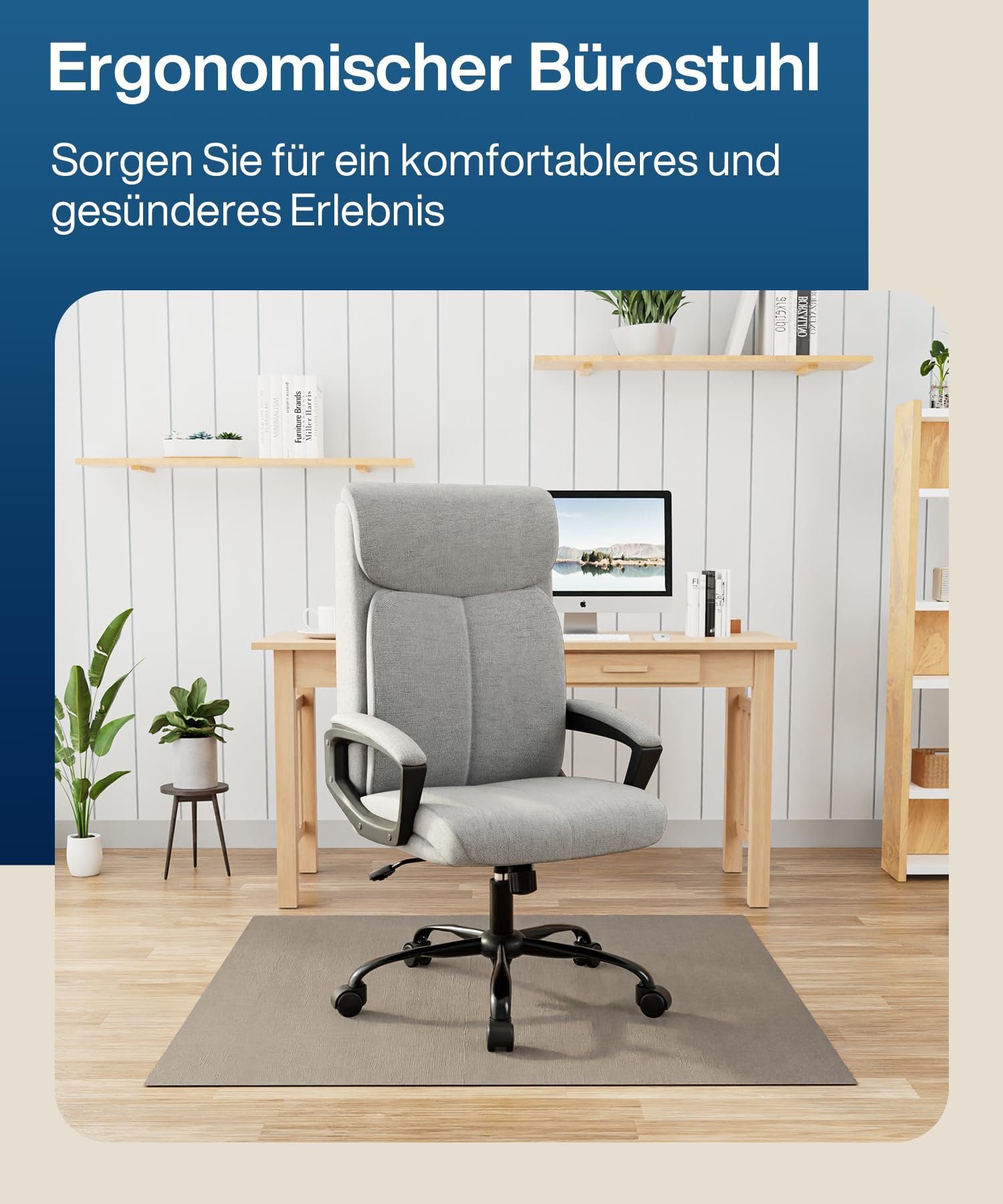 Fangqi Gaming-Stuhl Bürostuhl,360° drehbar, Rückenlehne 90°-110° neigbar, mit Kopfstütze, Mit gepolsterten Armlehnen, leise Rollen,Hochdichtes Netzgewebe