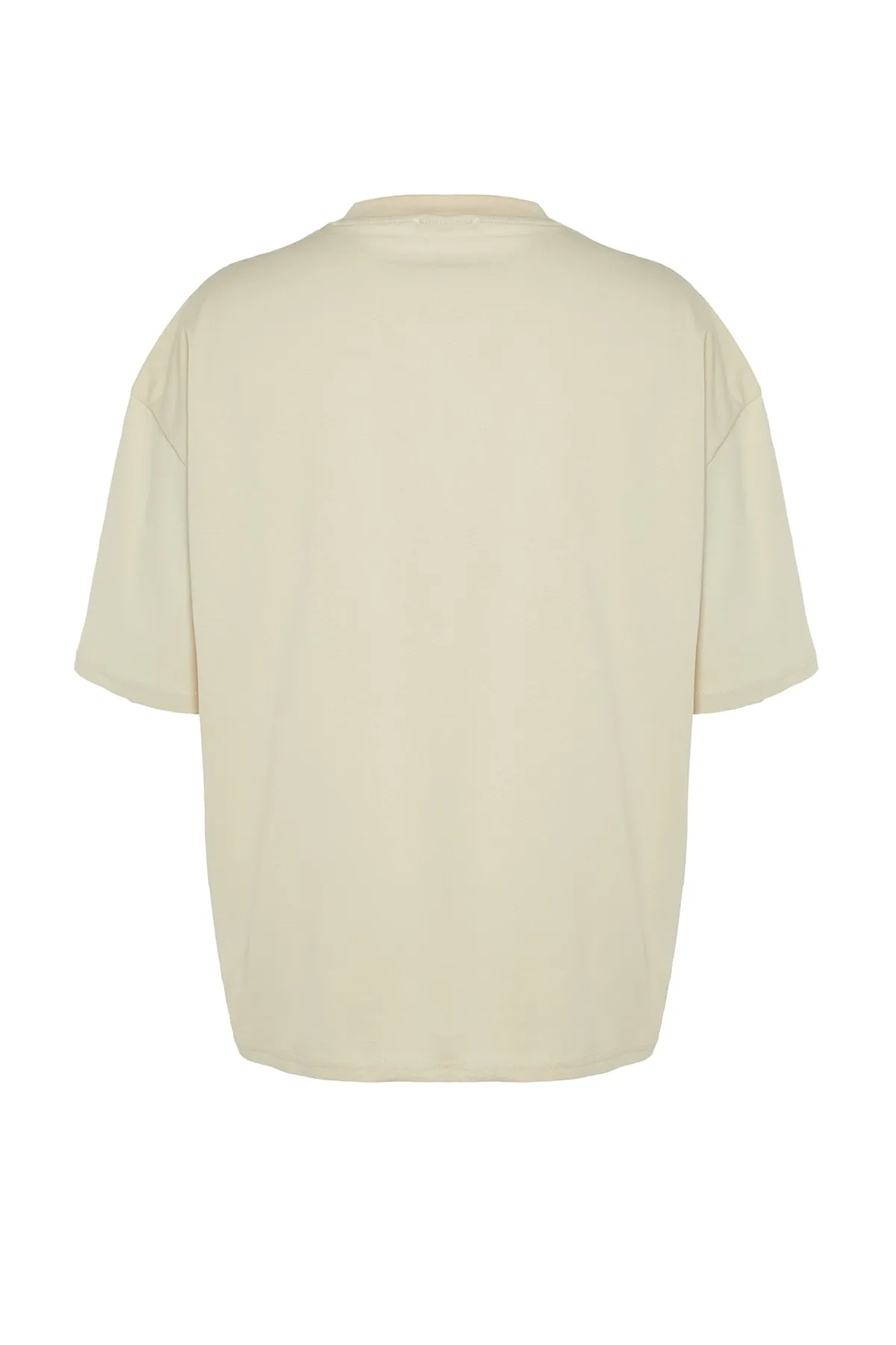 Trendyol Collection  Stone Oversize Fit Rundhals-Kurzarm-T-Shirt mit Dinosaurier-Stickerei TMNSS23TS00243