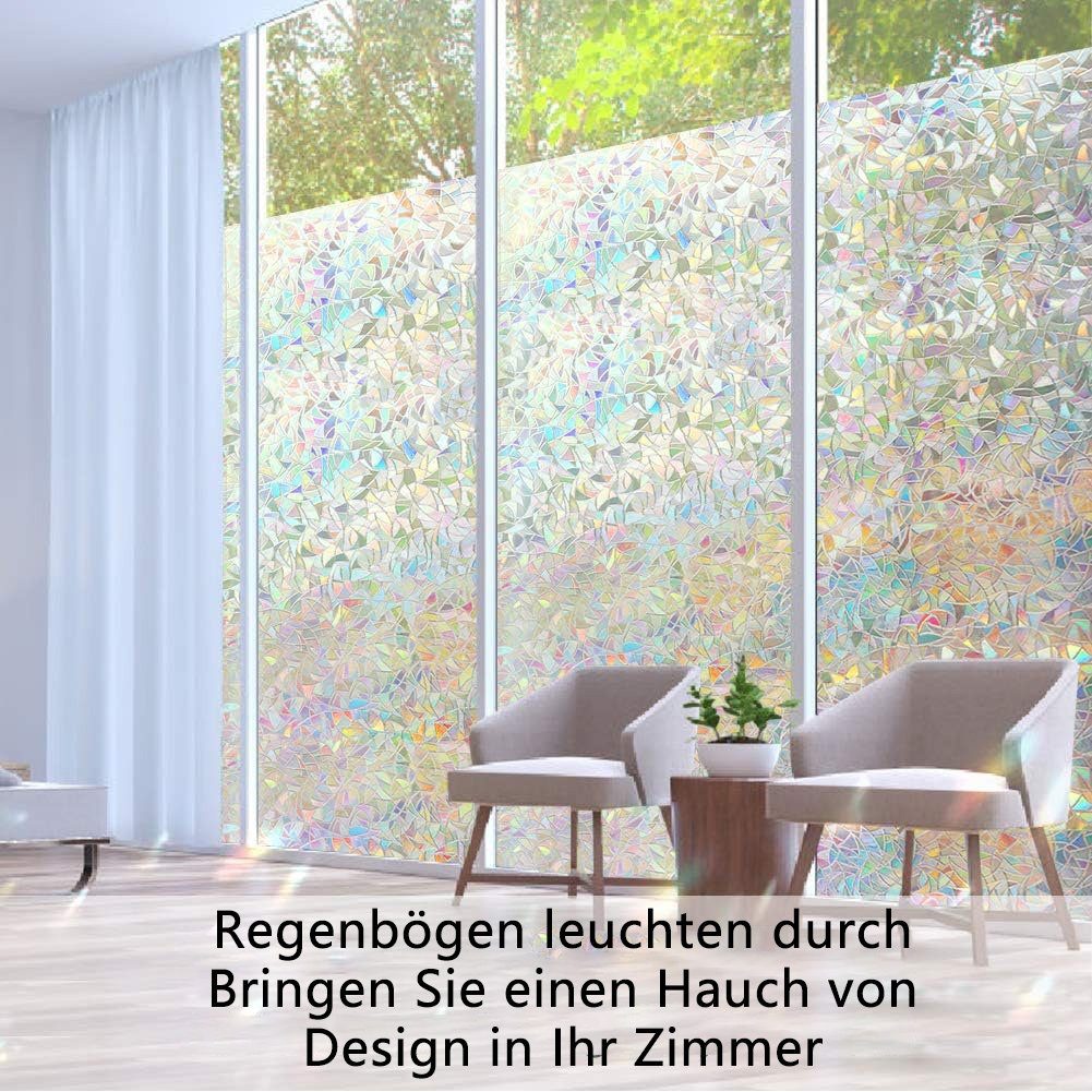 Juoungle Sichtschutzfolie Fenster Sichtschutzfolie statische 3D Aufkleber, Regenbogenfolie