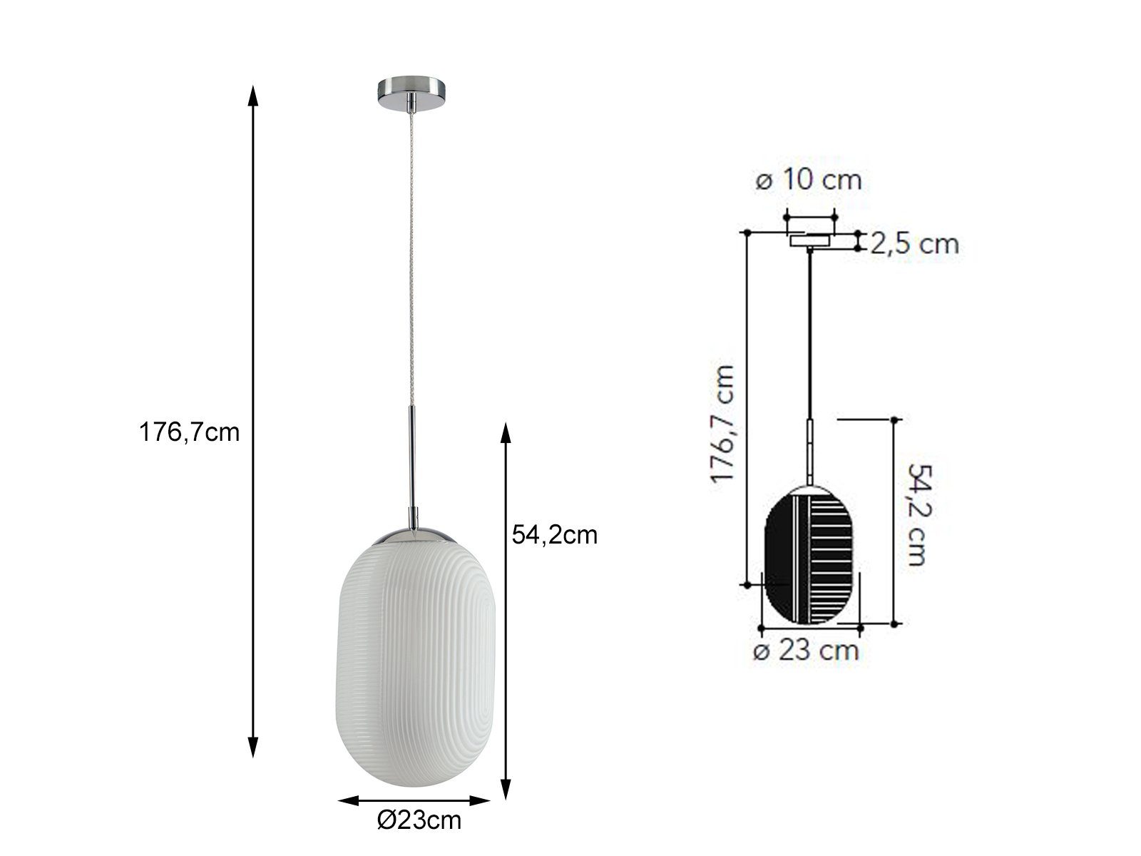 meineWunschleuchte LED Pendelleuchte, Dimmfunktion, LED wechselbar, Warmweiß, Designer Glas Lampenschirm über Esstisch & Kochinsel hängend, Ø 23cm