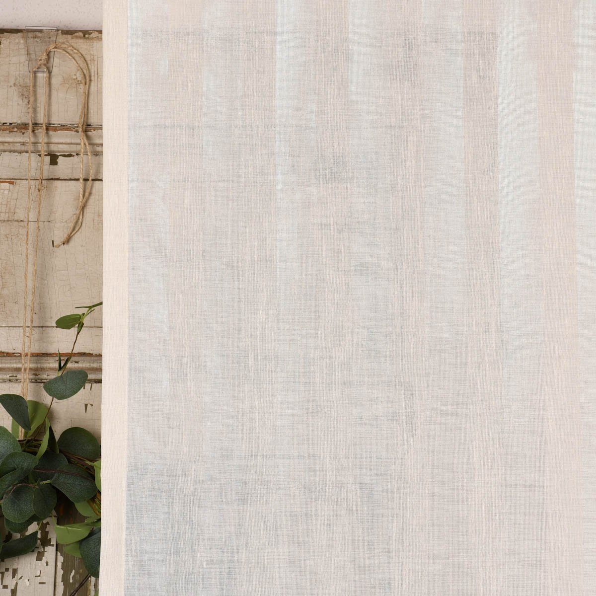 Meterware Rasch Textil Stores Shine Längsstreifen Leinenstruktur linen natur 30, halbtransparent, Kunstfaser, überbreit