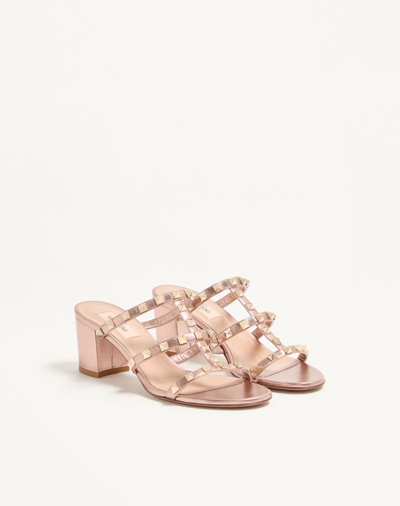 Slide Rockstud Sandal i lamineret nappa 60mm