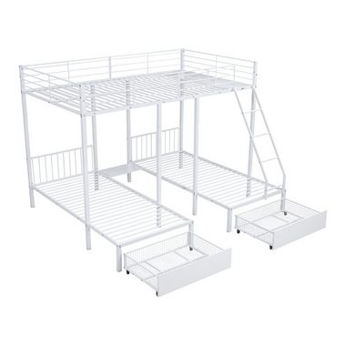 DEEP POWER Metallbett Etagenbett mit Schubladen Metallbett Doppelbett Einzelbett 140X200cm
