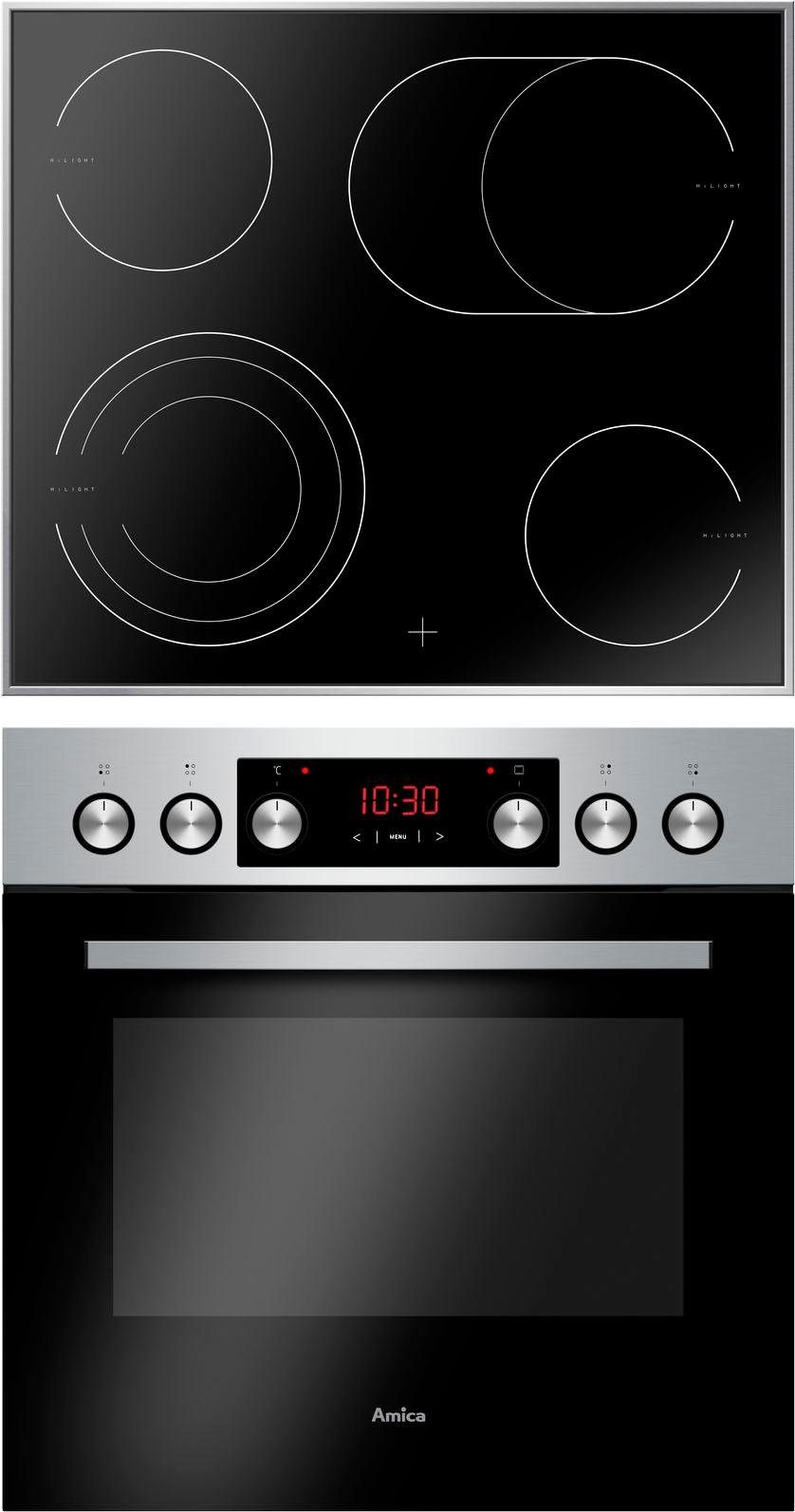 Amica Elektro-Herd-Set EHCX 933 110 E, mit 1-fach-Teleskopauszug, Steam Clean, SteamClean