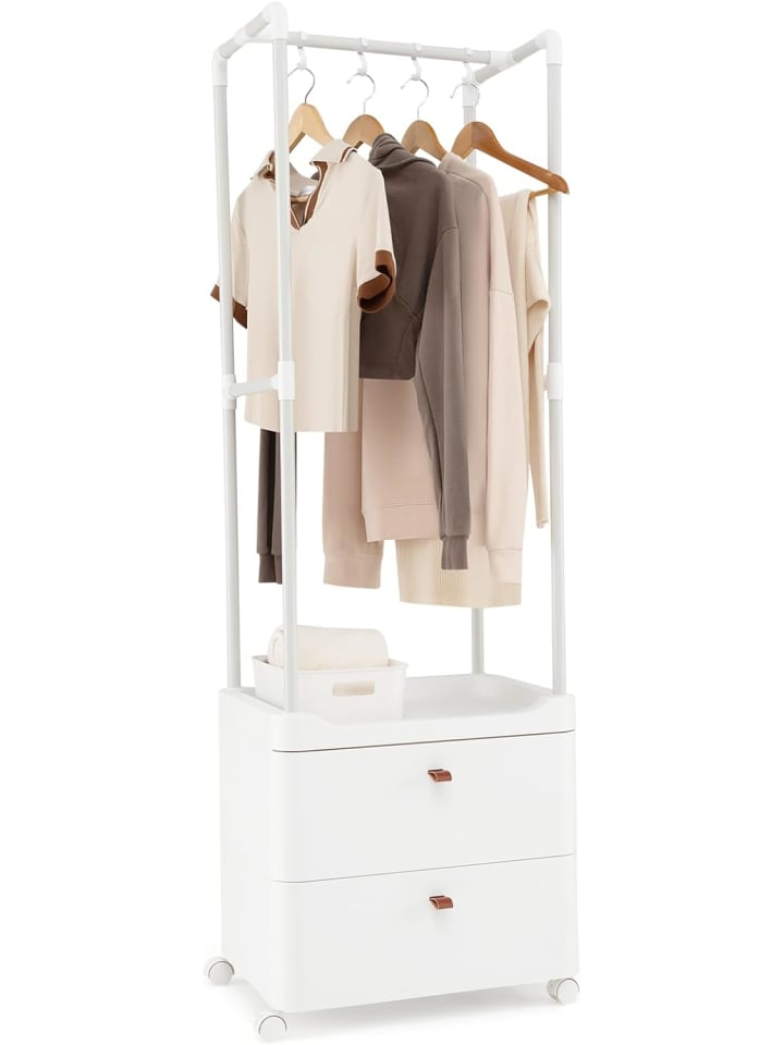 COSTWAY Kleiderständer mit 2 Schubladen 52 x 40 x 161 cm in Weiß günstig kaufen onesize