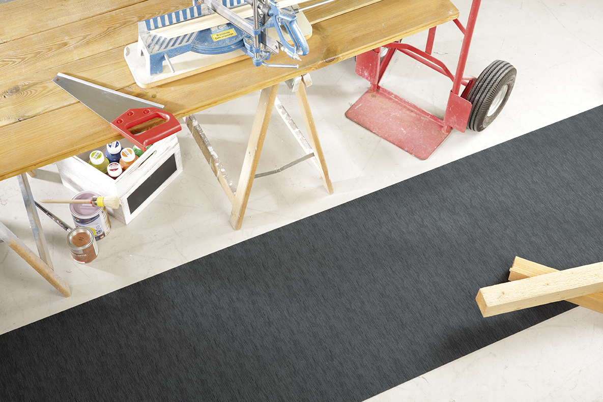 Schütte Peyer Syntex Mira Jacquard Teppich Uni Farbe Schwarz 60 x 110 cm