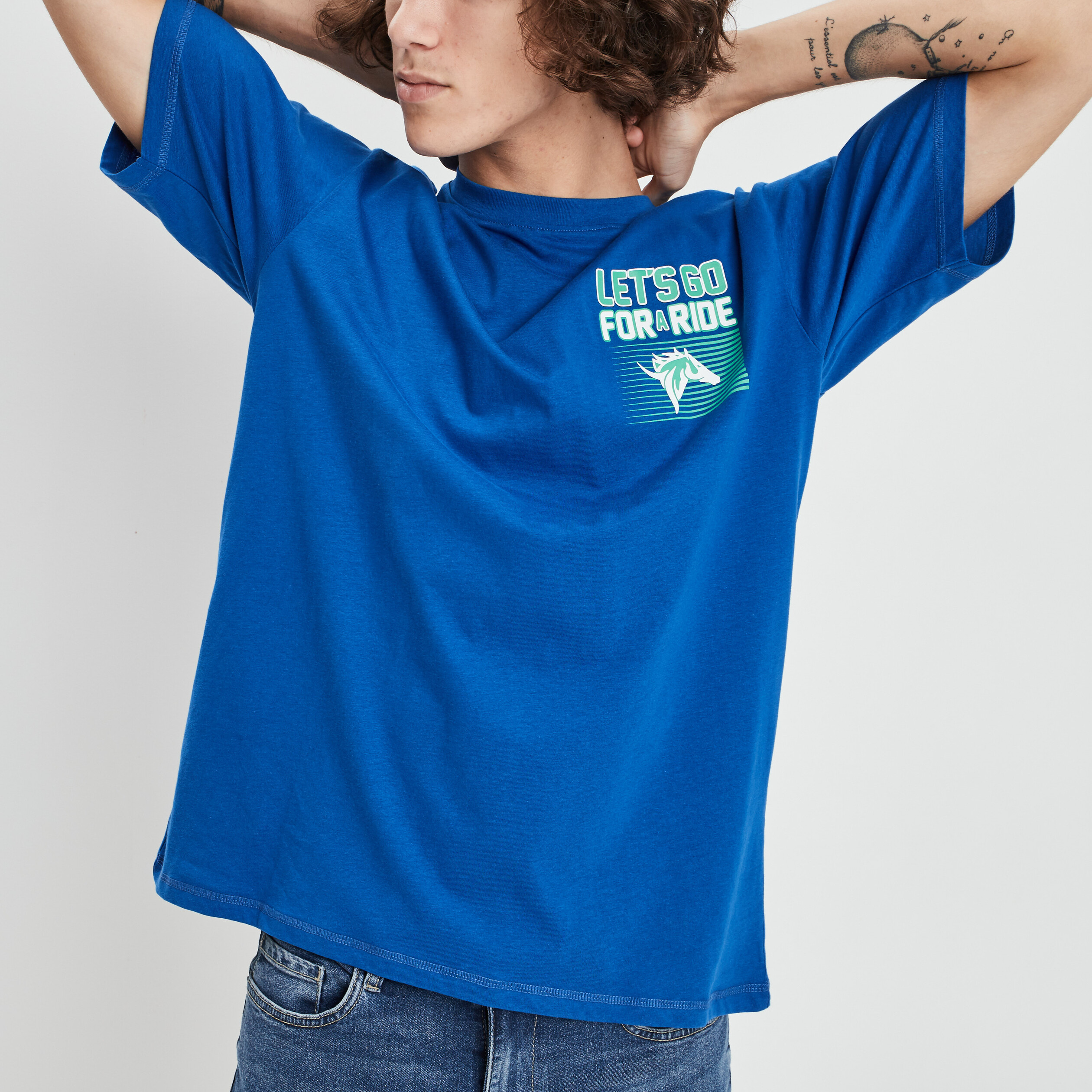 T-shirt manches courtes bleu homme | La Halle