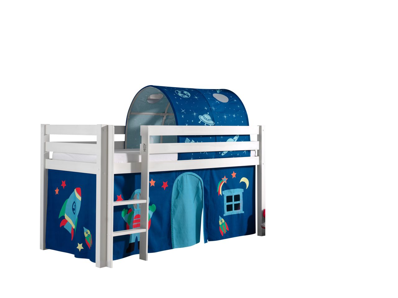 VIPACK Spielbett Pino mit Textilset Vorhang und Tunnel 