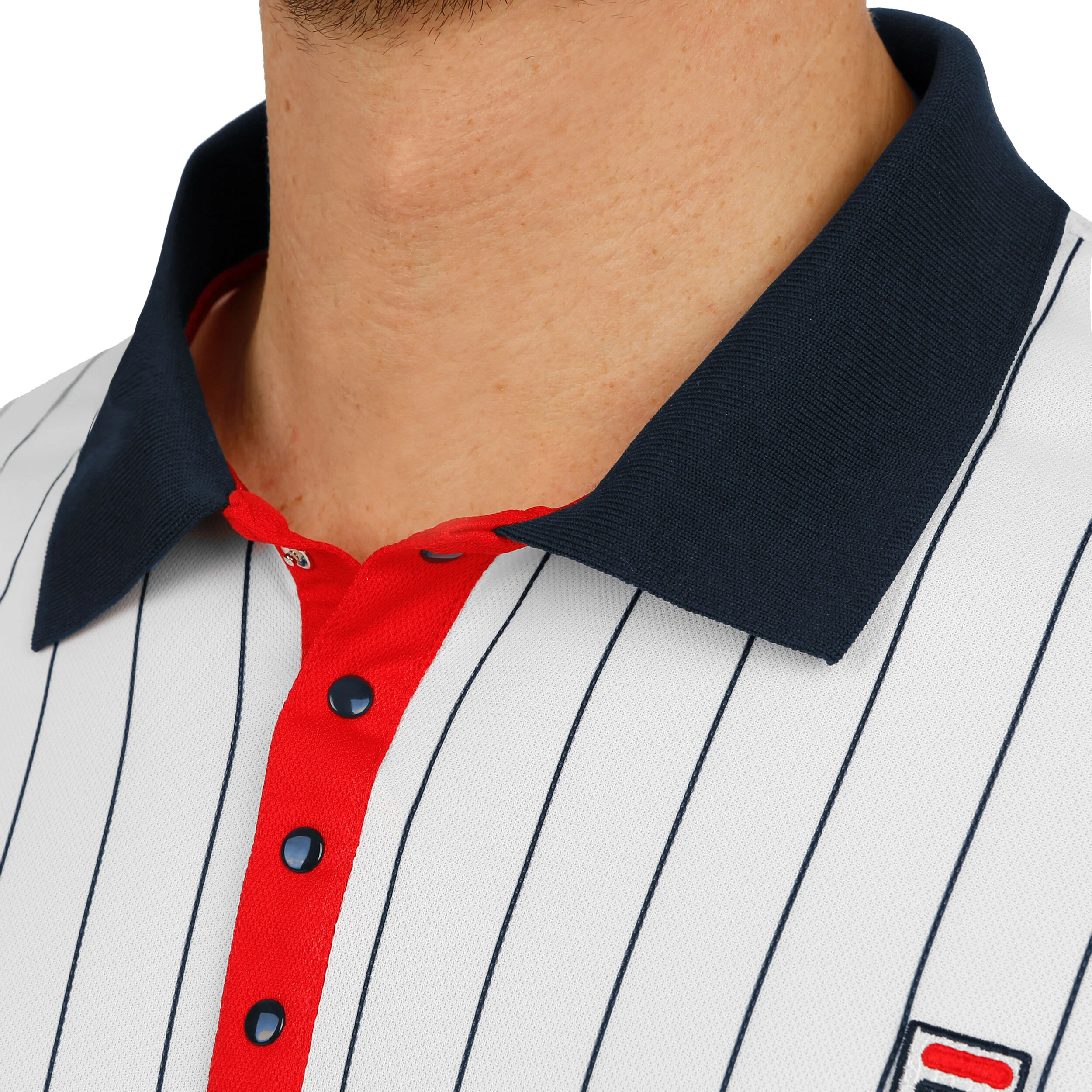 Stripes Polo Herren - Weiß, Dunkelblau