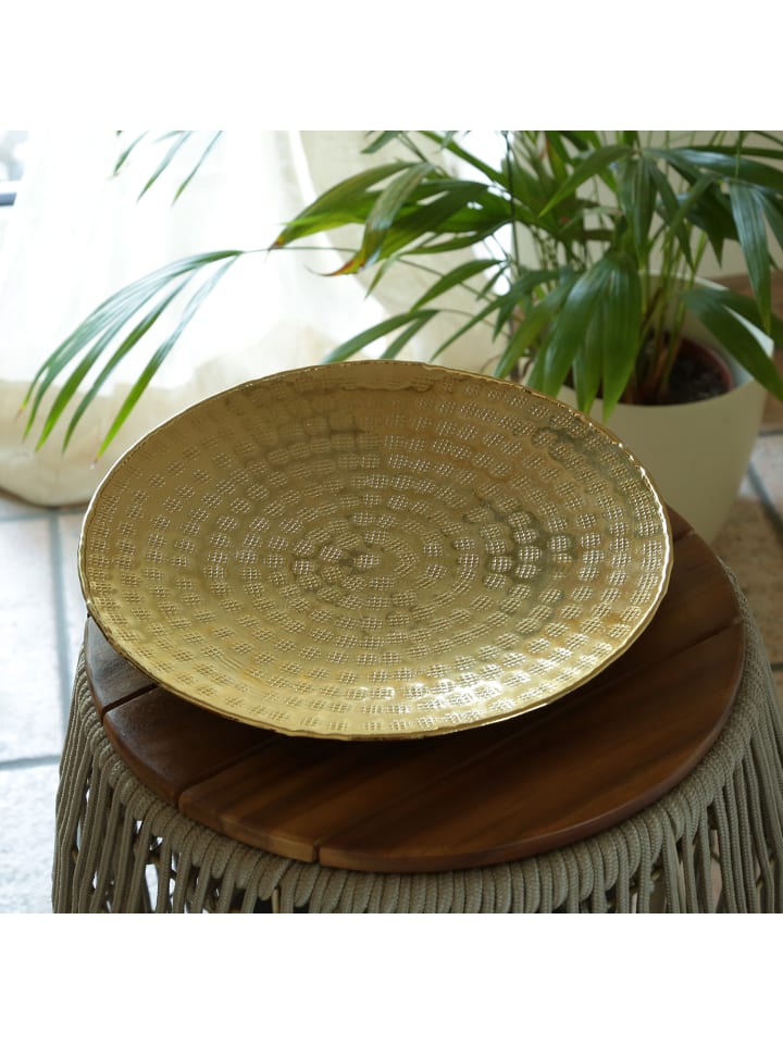 MARELIDA Tablett Dekotablett Serviertablett rund gehämmert D: 28cm in gold günstig kaufen onesize