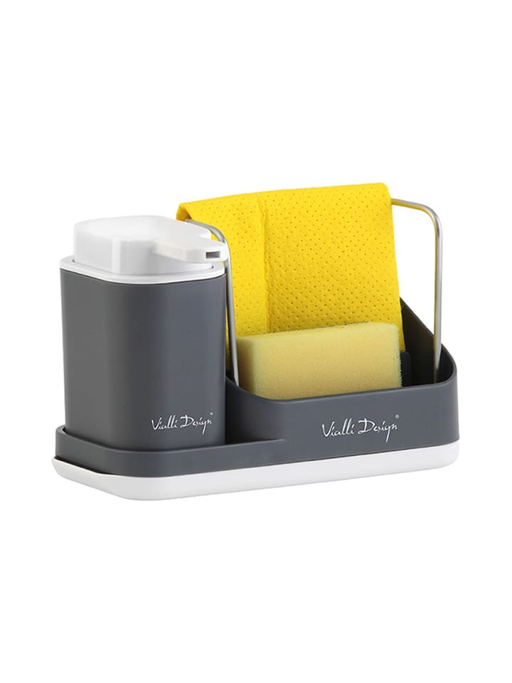 Vialli Design Spülorganizer in Grau mit Flüssigkeitsspender - (B)21,5 x (H)16 x (T)9 cm günstig kaufen onesize