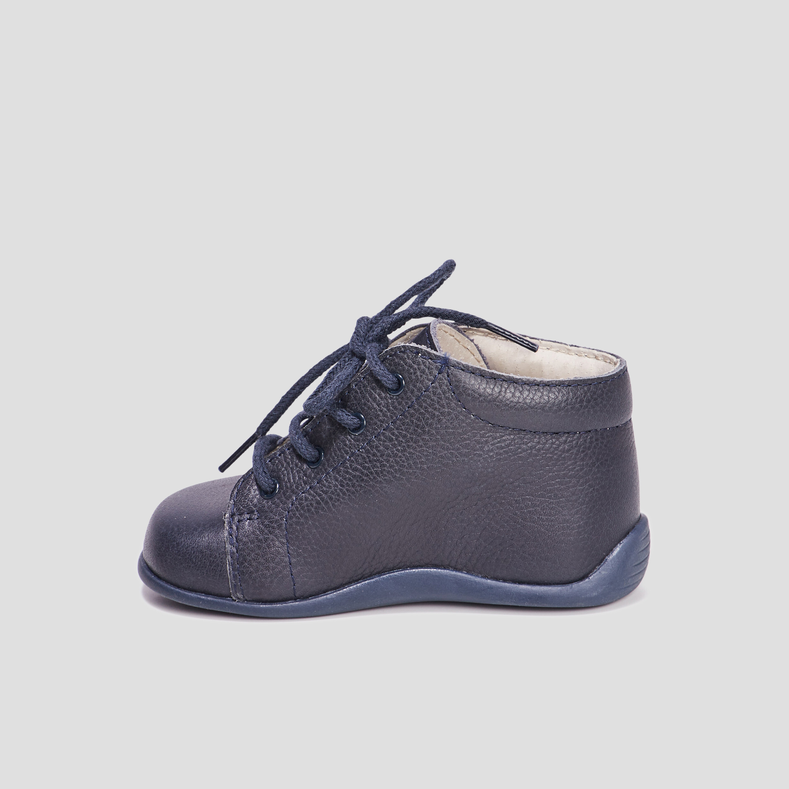 Bottillons à lacets en cuir bleu marine bébé garçon | La Halle