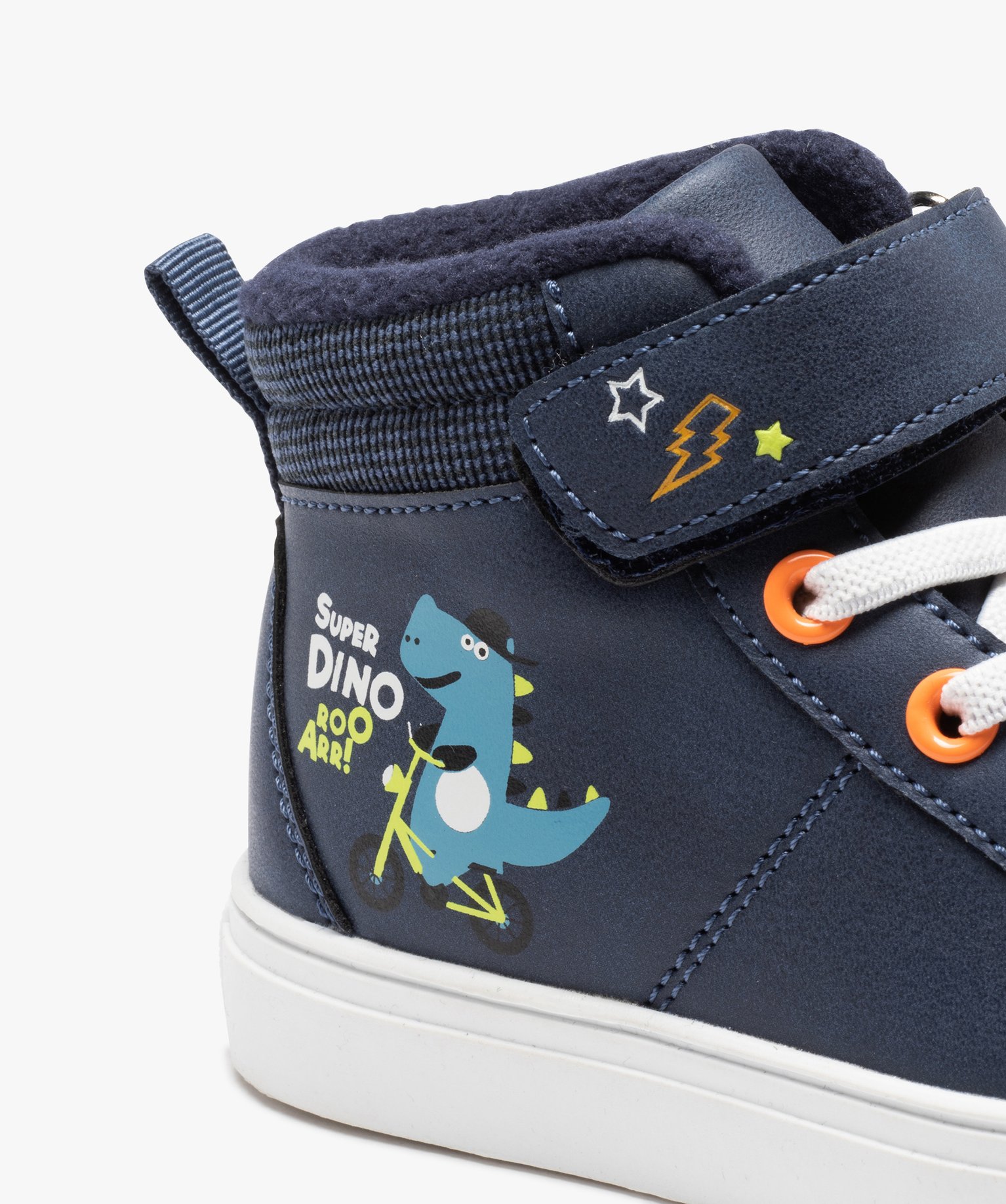 Baskets montantes Garçon à scratch avec col rembourré bleu | GEMO
