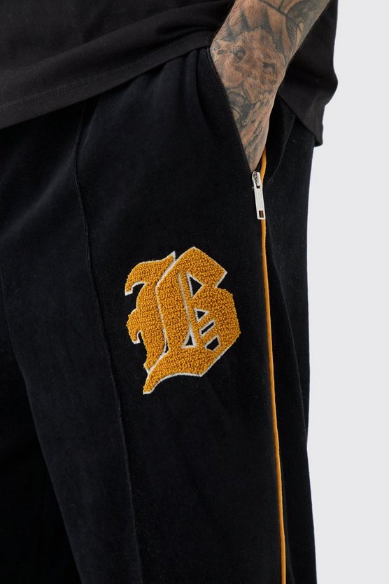 Tall breite Passform Velour Jogginghose