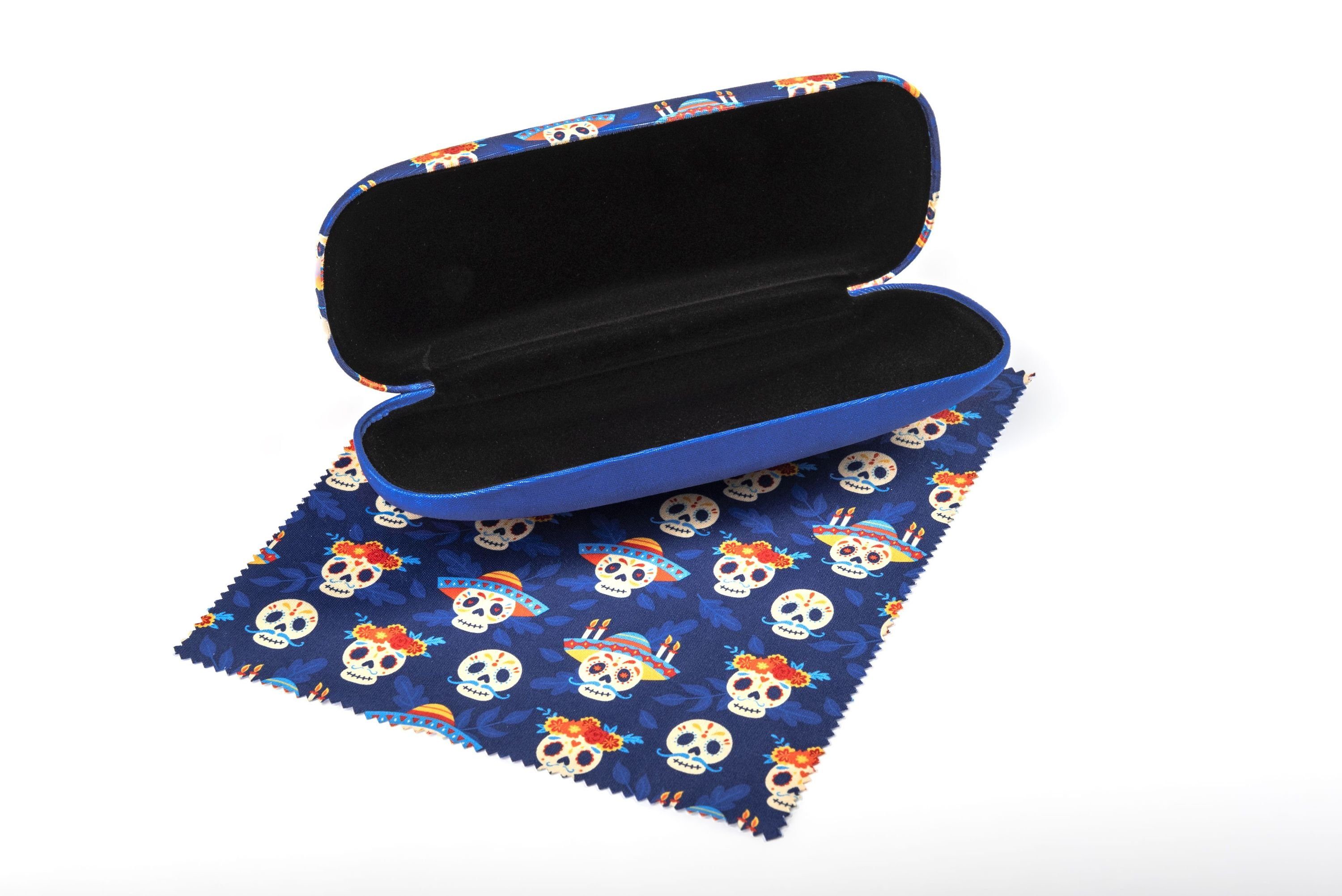 Edison & King Brillenetui Brillenetui mit Motiv und Brillenputztuch, Hartschalenetui mit Mikrofasertuch