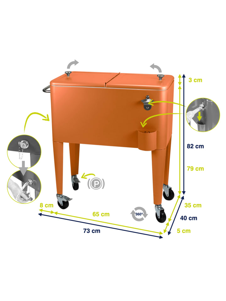 Beachtrekker Kailua Cooler - Kühlbox, Kühlwagen, Getränkekühler, Orange günstig kaufen onesize