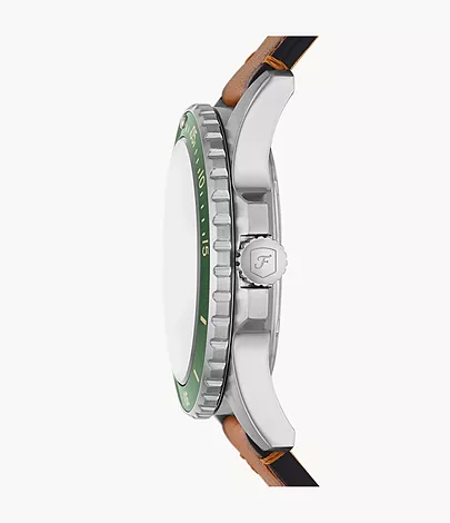 Fossil Uhr Fossil Blue Dive 3-Zeiger-Werk Datum LiteHide™-Leder hellbraun