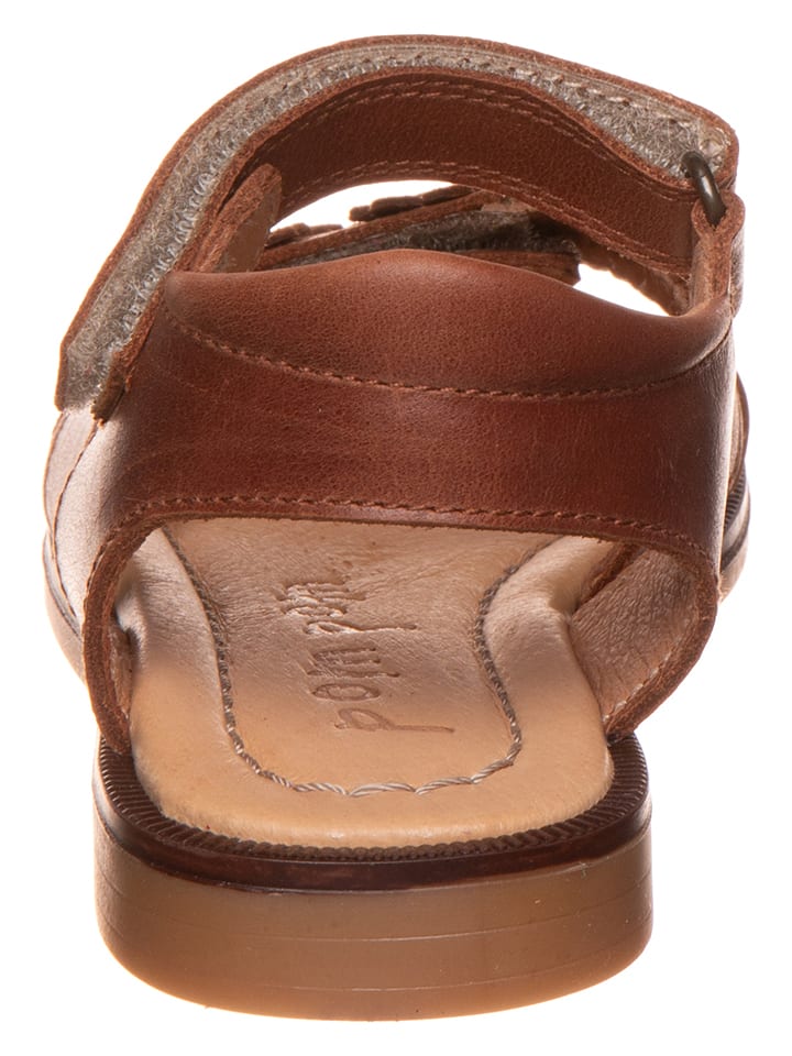 POM POM Leder-Sandalen in Braun günstig kaufen
