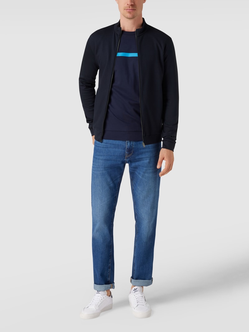 Sweatjacke mit Strukturmuster in dunkelblau