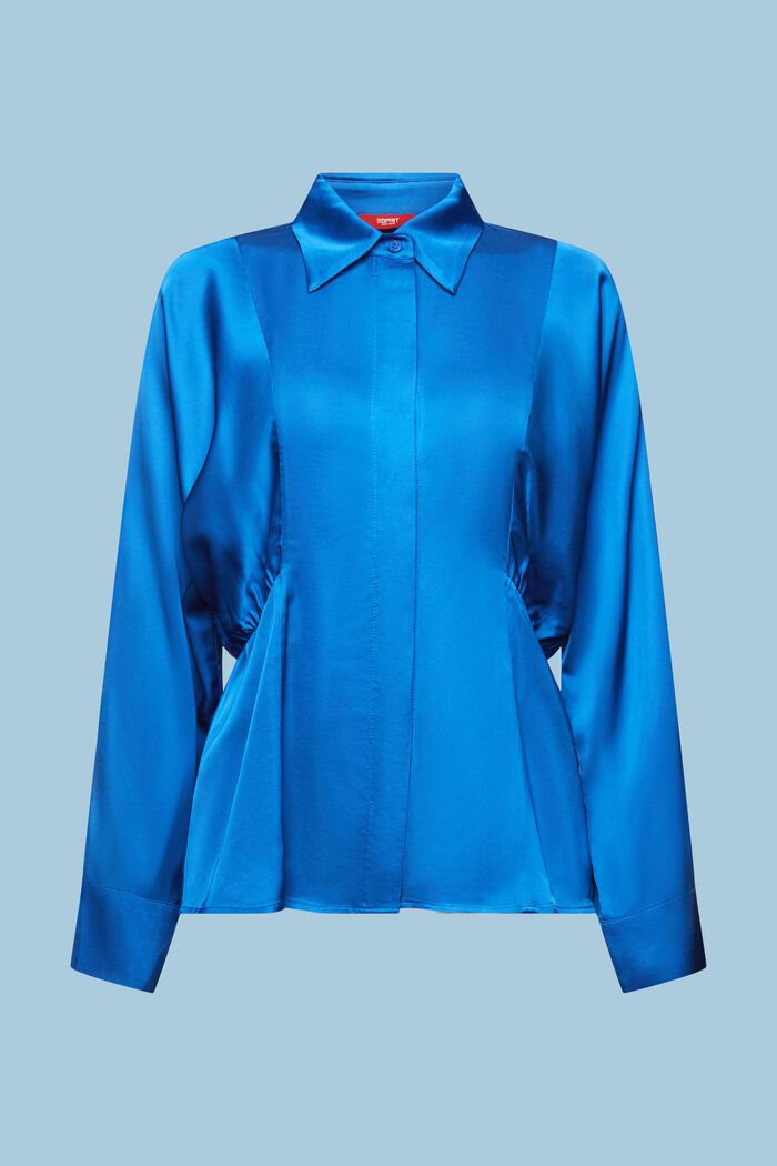 Satinbluse mit Schößchen und Drapierung