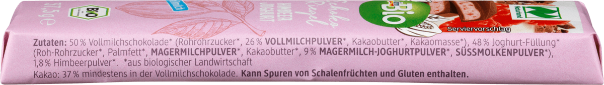 Schokoriegel, Vollmilch Himbeer Joghurt, 37,5 g
