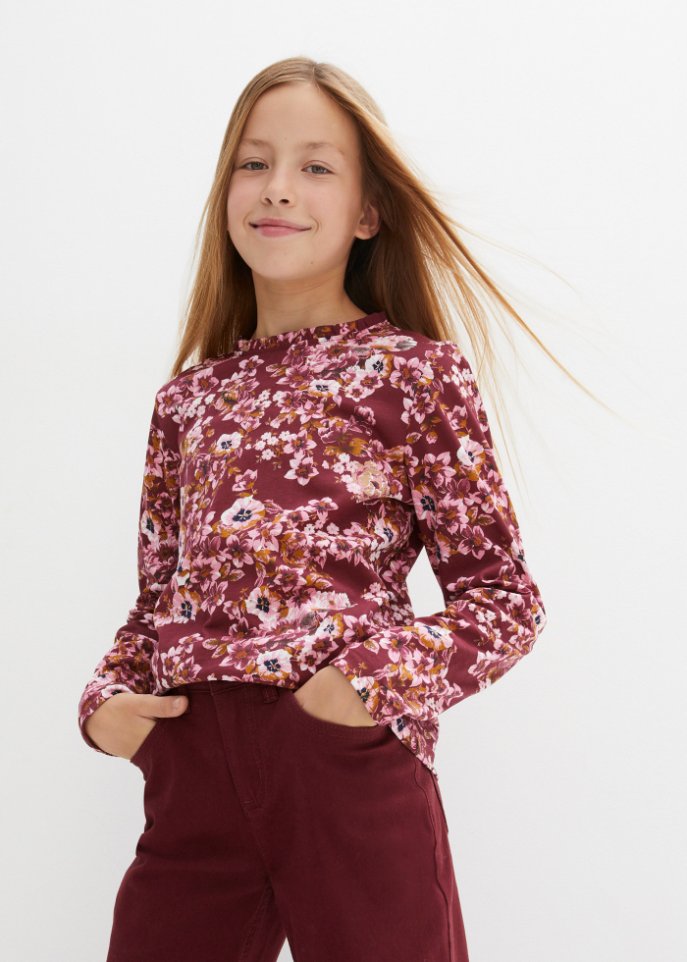 Mädchen Langarmshirt mit Blumendruck (2er Pack)