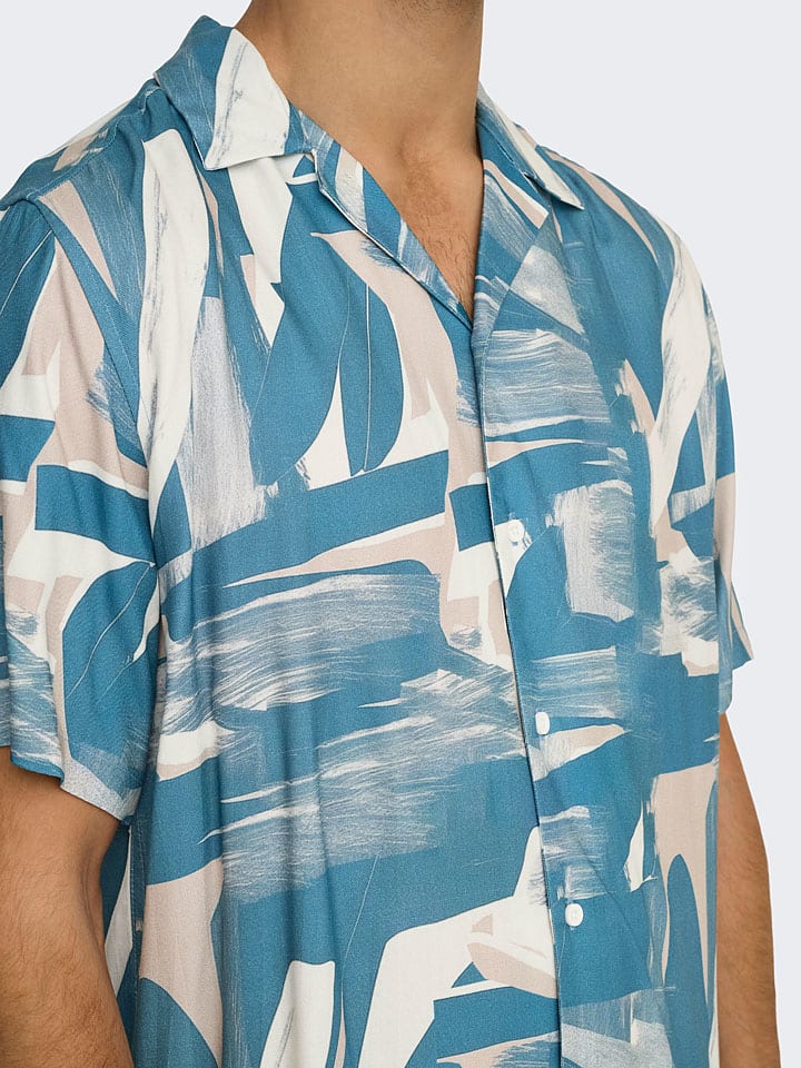 ONLY & SONS Hemd - Regular fit - in Hellblau/ Beige/ Weiß günstig kaufen