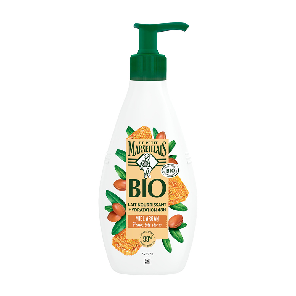 le petit marseillais Lait Nourrissant certifié Bio Miel Argan Lait corps