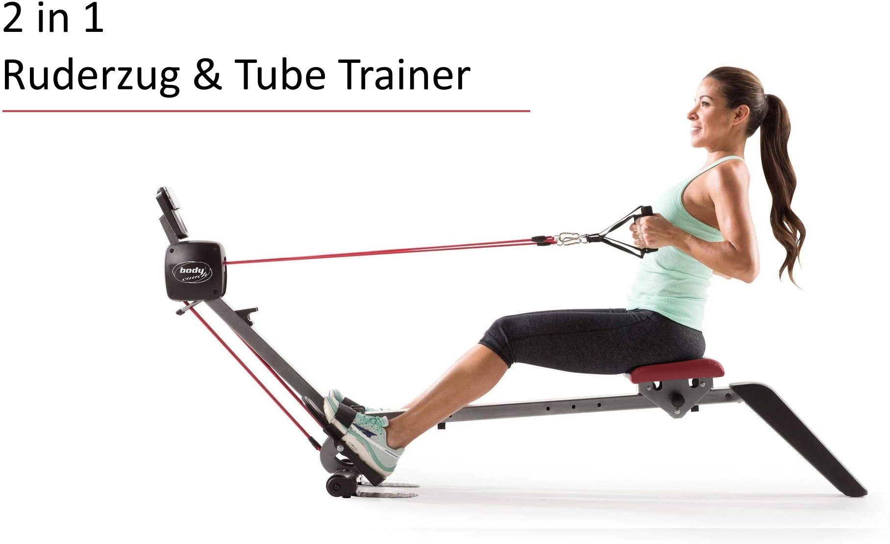 body coach Ruderzugmaschine Tube Allround-Fitnessgerät 3fach Band-Zugsystem klappbar