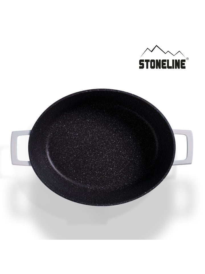 Stoneline Cocotte Bräter Oval 32x25 cm | mit Deckel in Creme günstig kaufen Ø 32 cm