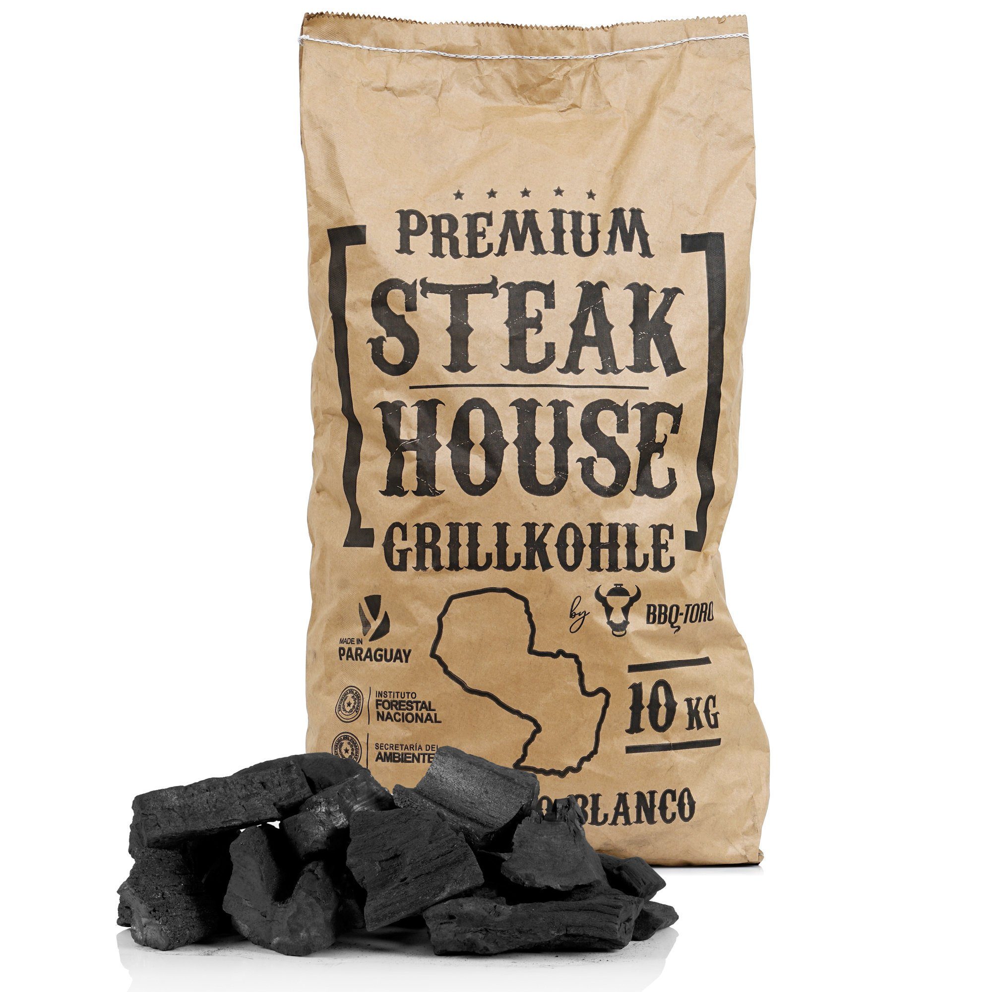 BBQ-Toro Grillkohle BBQ-Toro Premium Steak House Grillkohle, 10 kg, Querbracho Blanco, 10.00 kg