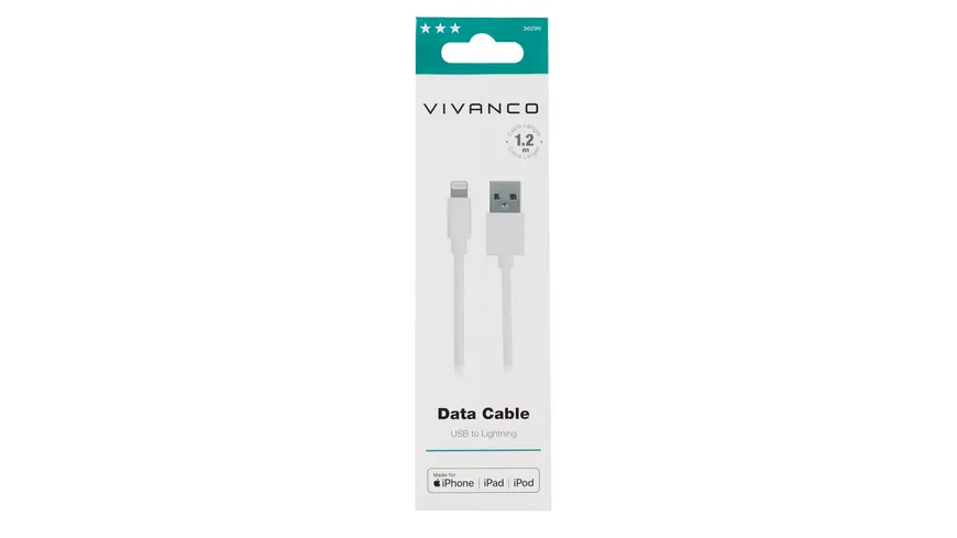 Vivanco Charging Cable, Lightning Daten- u. Ladekabel, 1,2m