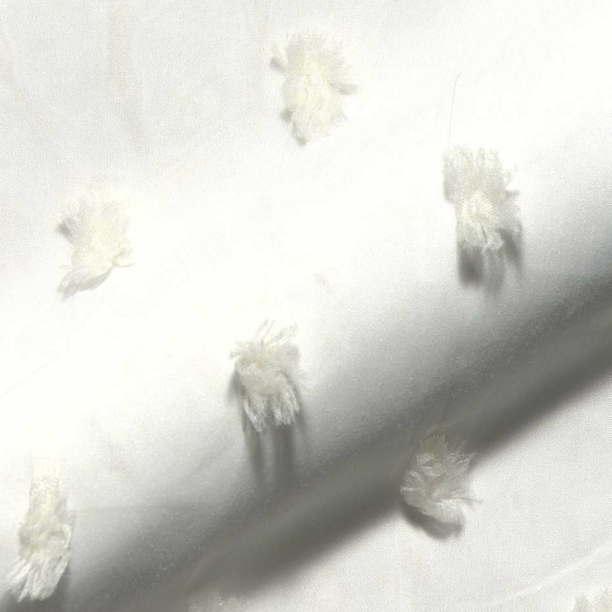 Meterware Rasch Textil Bambino Stores Pom Pom Puscheln weiß creme 3m, (1 St), halbtransparent, Kunstfaser, bestickt