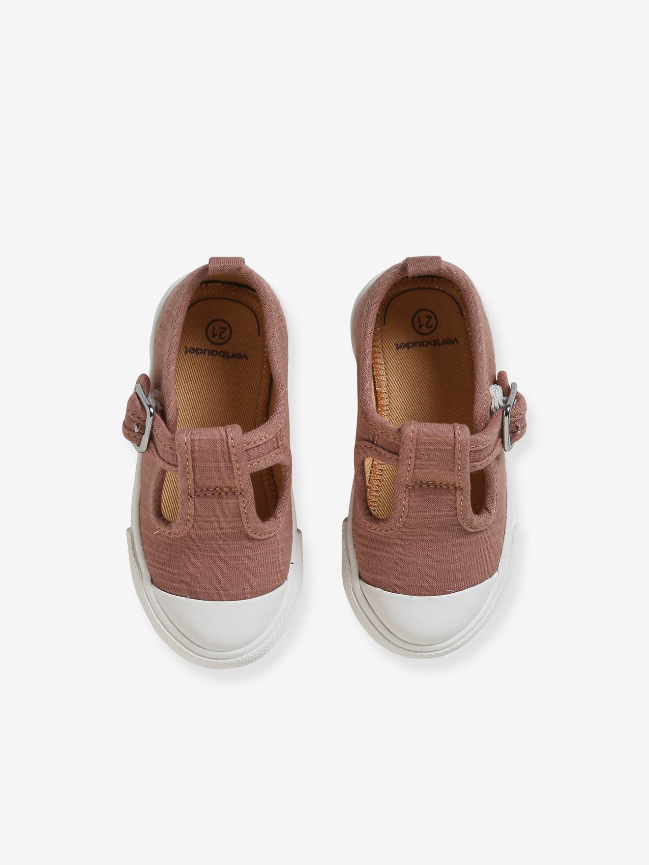 Vertbaudet Baby Stoffschuhe mit Schnalle - braun