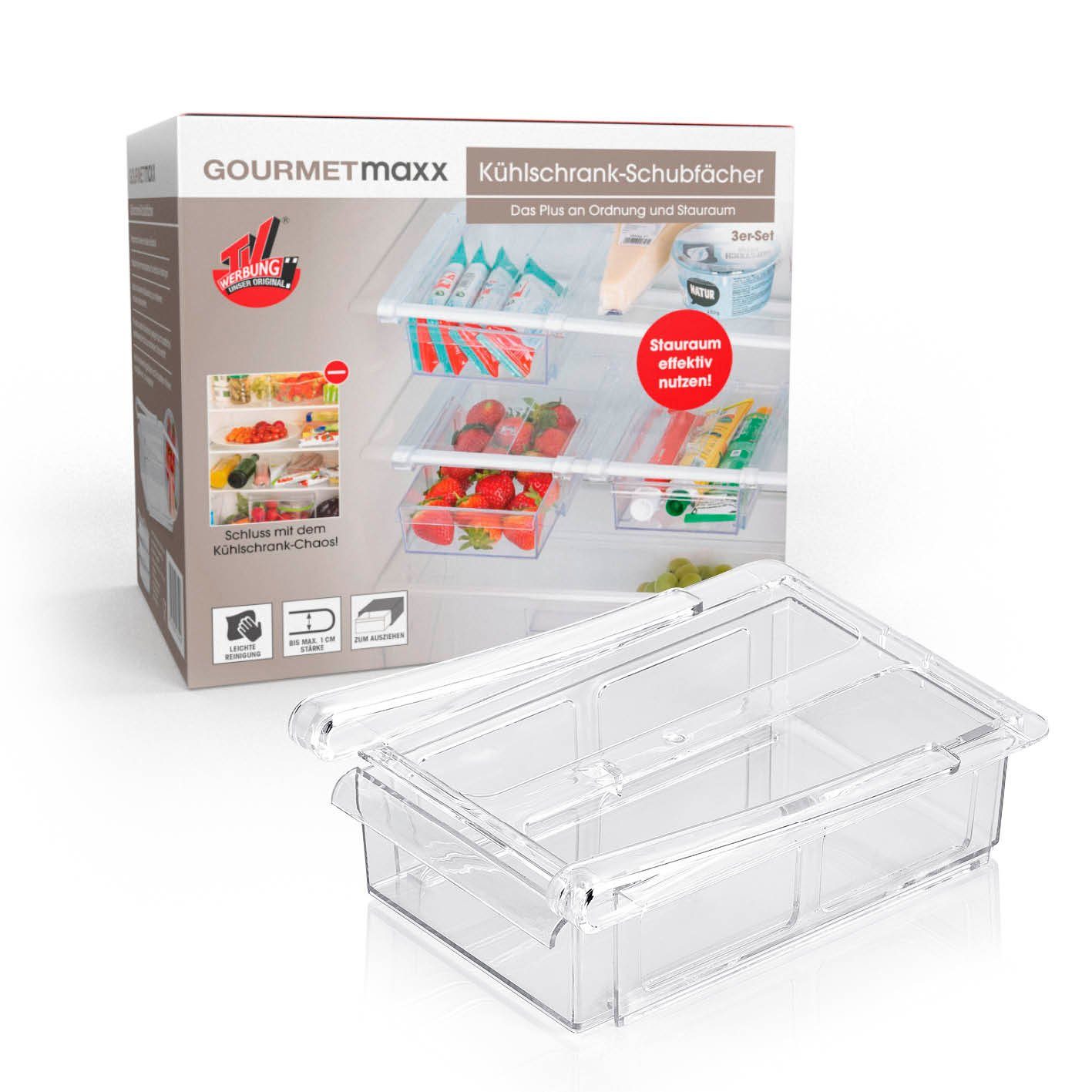 GOURMETmaxx Montagezubehör Kühlschrank Klemm-Schublade für Kühlschrank 3er-Set - transparent (3 St)