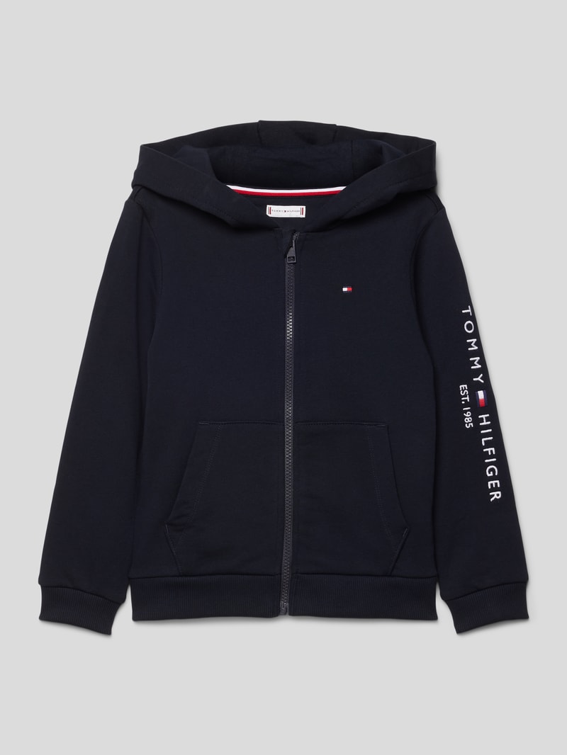 Sweatjacke mit Label-Stitching in marineblau
