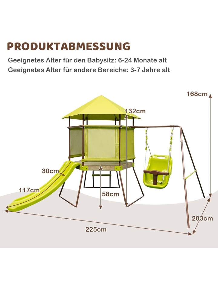 COSTWAY 4-in-1 Spielturm Garten 3-7 Jahre in Grün günstig kaufen onesize
